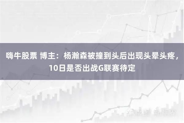 嗨牛股票 博主：杨瀚森被撞到头后出现头晕头疼，10日是否出战G联赛待定